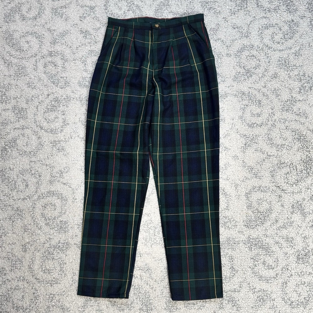Urban Renewal Trouser Pants Size XS Grreen Tartan Plaid Straight Leg Crop NEW